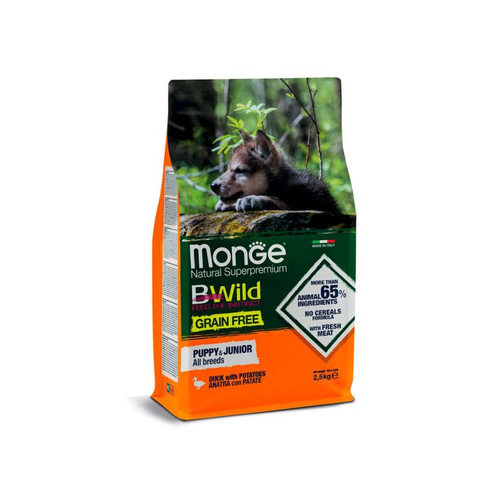 Crocchette Cane Puppy All Breeds Anatra Patate | Monge BWild | 2,5 kg