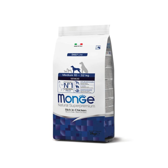 Crocchette Cane Medium Senior Pollo | Monge Natural Superpremium | 3 kg