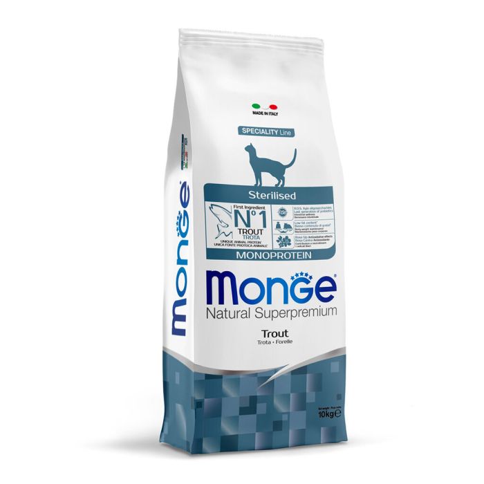 Crocchette Gatto Sterilizzato Trota | Monge Natural Superpremium | 10 kg